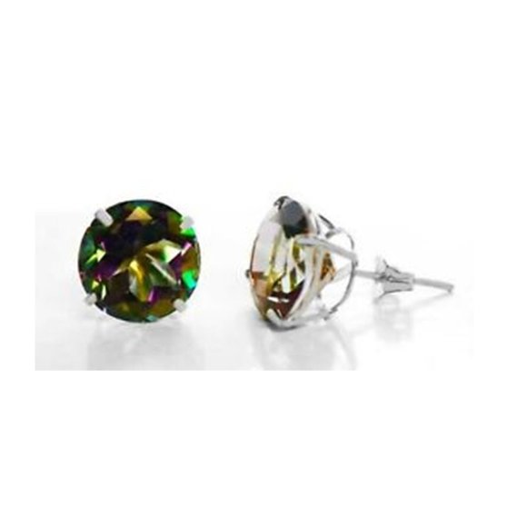 Mystic Topaz 8.86 Cts Stud Earrings 14k White Gold - Etsy Mystic Topaz 8.46 Cts Gemstones Stud Earrings 14k White Gold